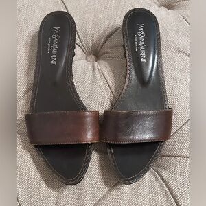 🌸Vintage YSL wooden mid mule sandals🌸